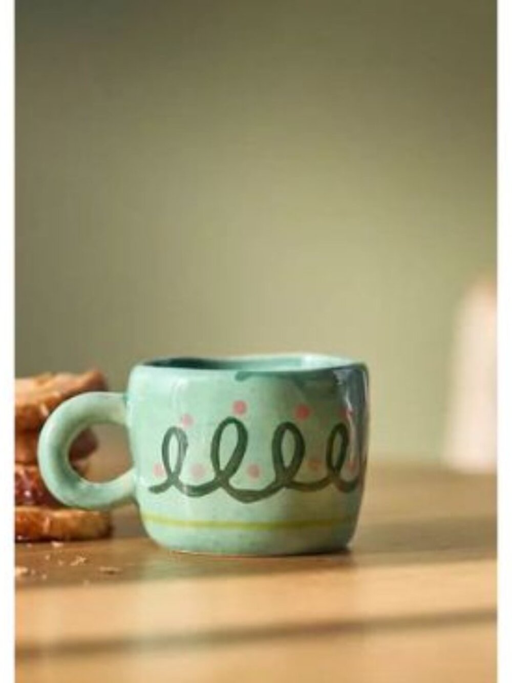 NEW ANTHROPOLOGIE DOLLY MINI ESPRESSO CUP GREEN STONEWARE